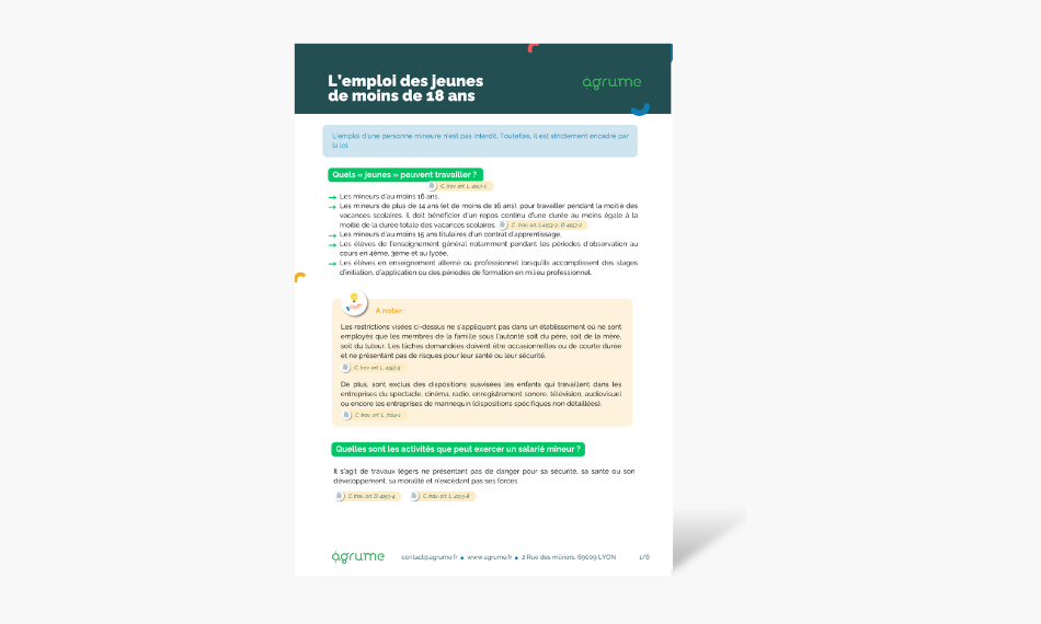 L’emploi des jeunes de moins de 18 ans