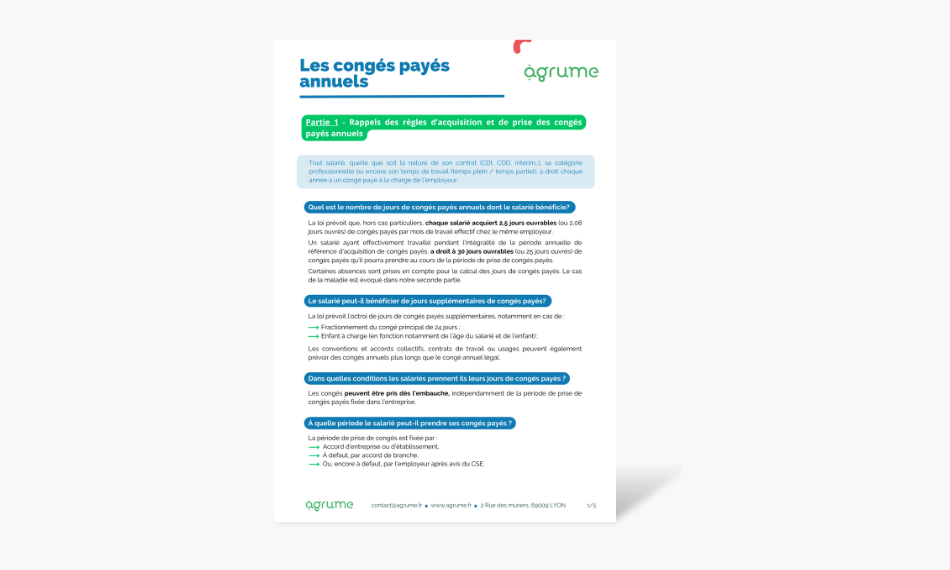 Fiche pratique Congés payés annuels