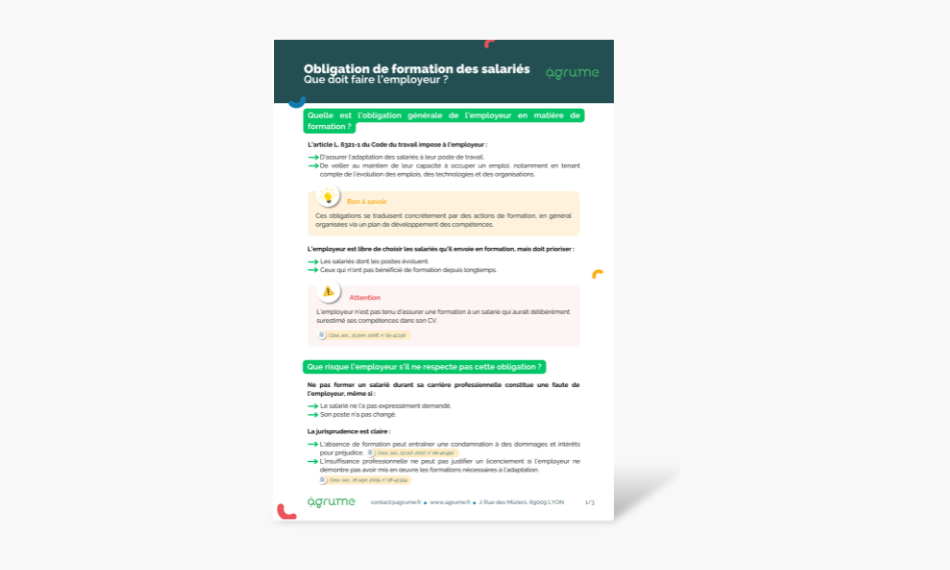 Fiche pratique - Obligation de formation des salariés