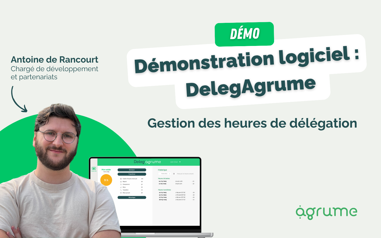 Démo logiciel DelegAgrume : gestion des heures de délégation